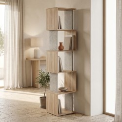 Βιβλιοθήκη Cubik  sonoma- γκρι μπεζ οψη μαρμάρου 35x30x161εκ