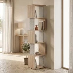 Βιβλιοθήκη Cubik  sonoma- γκρι μπεζ οψη μαρμάρου 35x30x161εκ