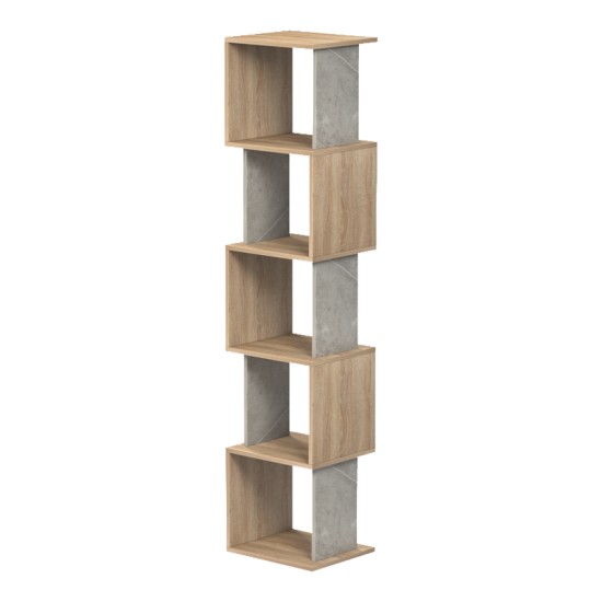 Βιβλιοθήκη Cubik  sonoma- γκρι μπεζ οψη μαρμάρου 35x30x161εκ