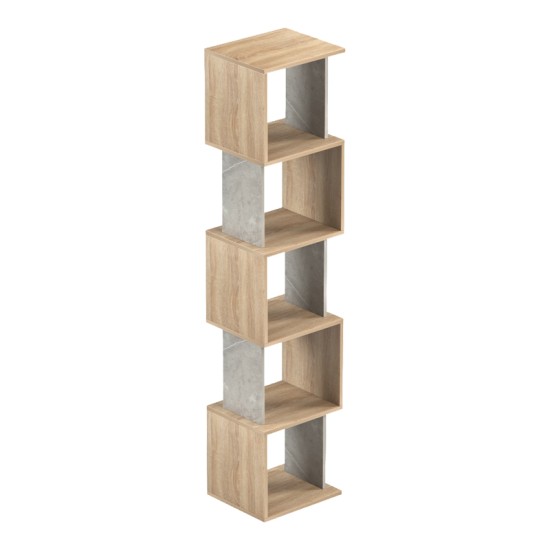 Βιβλιοθήκη Cubik  sonoma- γκρι μπεζ οψη μαρμάρου 35x30x161εκ