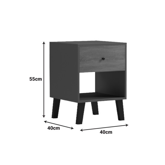 Κομοδίνο Tuscany  sonoma-ανθρακί 40x40x55εκ