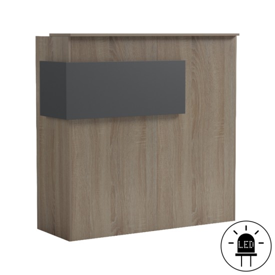Γραφείο reception Optima  με led sonoma-ανθρακί 110x40x110εκ