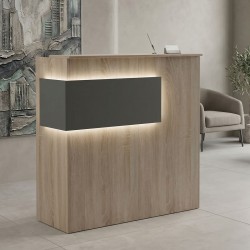 Γραφείο reception Optima  με led sonoma-ανθρακί 110x40x110εκ