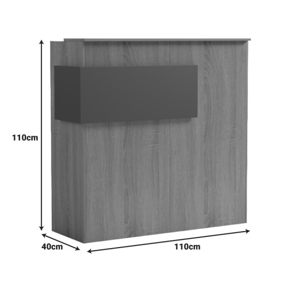 Γραφείο reception Optima  με led sonoma-ανθρακί 110x40x110εκ
