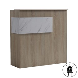 Γραφείο reception Optima  με led sonoma-λευκή όψη μαρμάρου 110x40x110εκ
