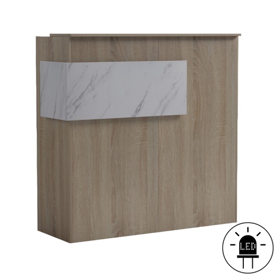 Γραφείο reception Optima  με led sonoma-λευκή όψη μαρμάρου 110x40x110εκ