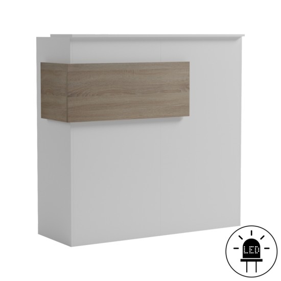 Γραφείο reception Optima  με led λευκό-sonoma 110x40x110εκ