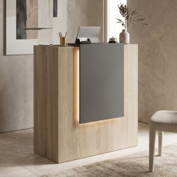 Γραφείο reception Zowel  με led sonoma-ανθρακί 90x40x110εκ