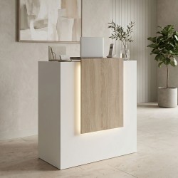 Γραφείο reception Zowel  με led λευκό - sonoma 90x40x110εκ