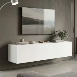 Έπιπλο τηλεόρασης επιτοίχιο με Led Rival  λευκό 120x35x30εκ