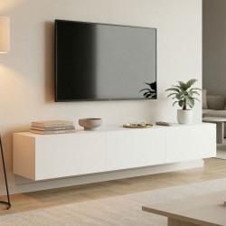 Έπιπλο τηλεόρασης επιτοίχιο με Led Rival  λευκό 180x35x30εκ