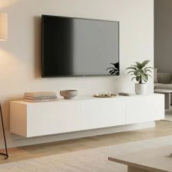 Έπιπλο τηλεόρασης επιτοίχιο με Led Rival  λευκό 180x35x30εκ