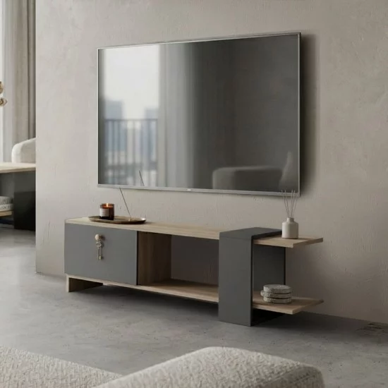 Έπιπλο τηλεόρασης Standi  σε sonoma-ανθρακί 120x25x36.8εκ