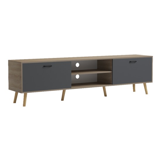 Έπιπλο τηλεόρασης Gorna  sonoma-ανθρακί 180x35x48.6εκ