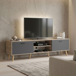 Έπιπλο τηλεόρασης Gorna  sonoma-ανθρακί 180x35x48.6εκ