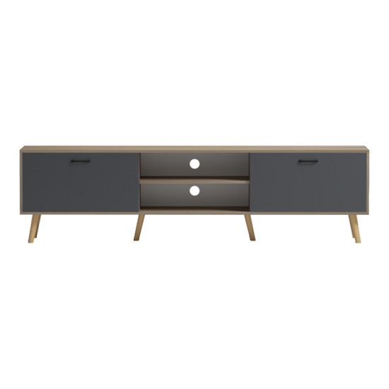 Έπιπλο τηλεόρασης Gorna  sonoma-ανθρακί 180x35x48.6εκ