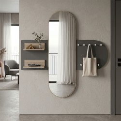 Κρεμάστρα με καθρέπτη Baunty  sonoma-ανθρακί 125x11x122εκ
