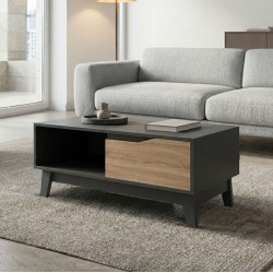 Τραπέζι σαλονιού Judas  ανθρακί-sonoma 90x45x38.5εκ