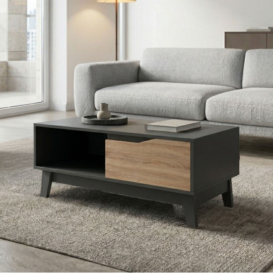 Τραπέζι σαλονιού Judas  ανθρακί-sonoma 90x45x38.5εκ