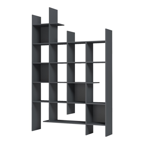 Βιβλιοθήκη Manco  ανθρακί 122x25.5x188εκ