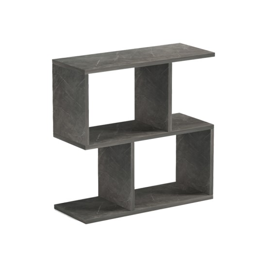 Βοηθητικό τραπέζι-βιβλιοθήκη Wesmol  ανθρακί όψη μαρμάρου 50x20x50εκ