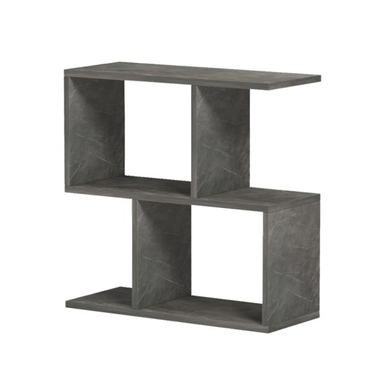 Βοηθητικό τραπέζι-βιβλιοθήκη Wesmol  ανθρακί όψη μαρμάρου 50x20x50εκ