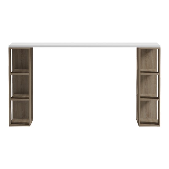 Γραφείο με ραφιέρα  Colmar  sonoma-λευκό 140x60x75εκ