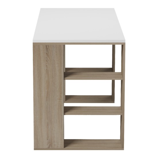 Γραφείο με ραφιέρα  Colmar  sonoma-λευκό 140x60x75εκ