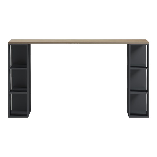 Γραφείο με ραφιέρα Colmar  ανθρακί- sonoma 140x60x75εκ