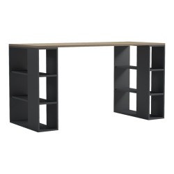 Γραφείο με ραφιέρα Colmar  ανθρακί- sonoma 140x60x75εκ