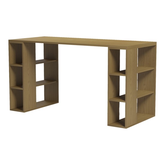 Γραφείο με ραφιέρα Colmar  σε ανοιχτό καρυδί 140x60x75εκ
