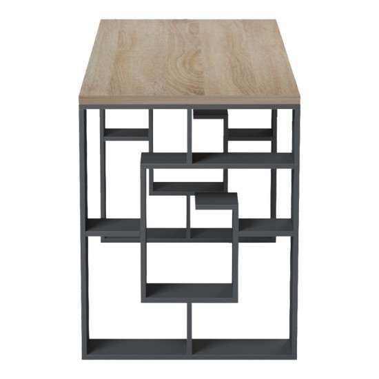 Γραφείο με ραφιέρα Labirent   ανθρακί-sonoma 140x60x75εκ