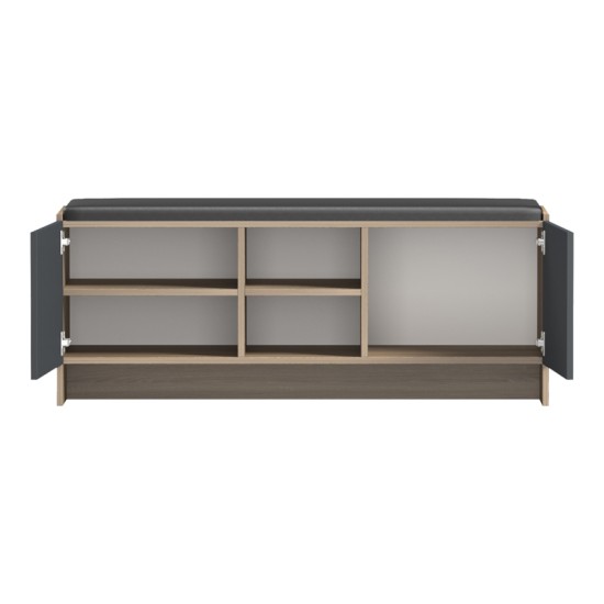 Έπιπλο εισόδου σκαμπό-παπουτσοθήκη Zulla  10 ζεύγων sonoma- ανθρακί 110x37x43εκ