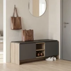 Έπιπλο εισόδου σκαμπό-παπουτσοθήκη Zulla  10 ζεύγων sonoma- ανθρακί 110x37x43εκ