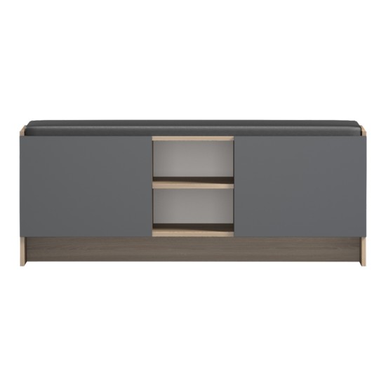 Έπιπλο εισόδου σκαμπό-παπουτσοθήκη Zulla  10 ζεύγων sonoma- ανθρακί 110x37x43εκ