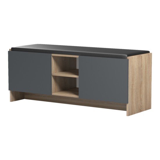 Έπιπλο εισόδου σκαμπό-παπουτσοθήκη Zulla  10 ζεύγων sonoma- ανθρακί 110x37x43εκ