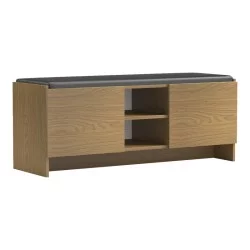 Έπιπλο εισόδου σκαμπό-παπουτσοθήκη Zulla  10 ζεύγων ανοιχτό καρυδί 110x37x43εκ