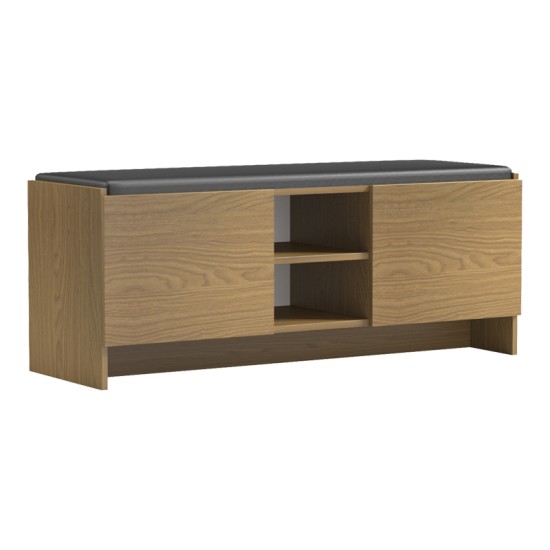 Έπιπλο εισόδου σκαμπό-παπουτσοθήκη Zulla  10 ζεύγων ανοιχτό καρυδί 110x37x43εκ