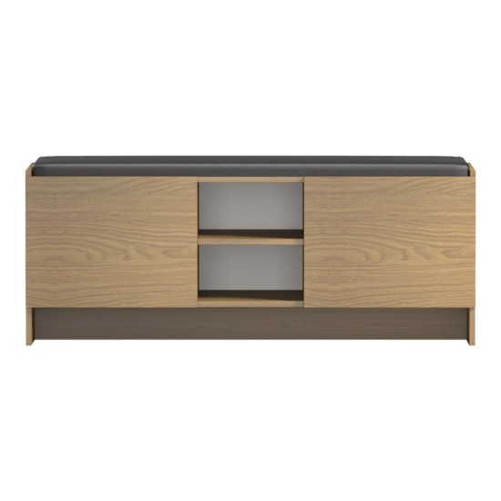 Έπιπλο εισόδου σκαμπό-παπουτσοθήκη Zulla  10 ζεύγων ανοιχτό καρυδί 110x37x43εκ