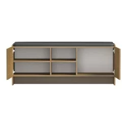 Έπιπλο εισόδου σκαμπό-παπουτσοθήκη Zulla  10 ζεύγων ανοιχτό καρυδί 110x37x43εκ