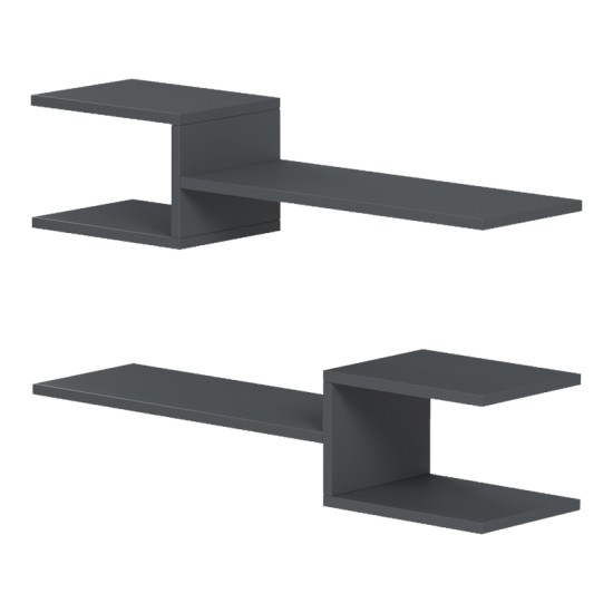 Ραφιέρα τοίχου Sumpa  2τεμ ανθρακί 65x20x18εκ