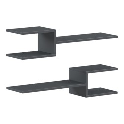 Ραφιέρα τοίχου Sumpa  2τεμ ανθρακί 65x20x18εκ