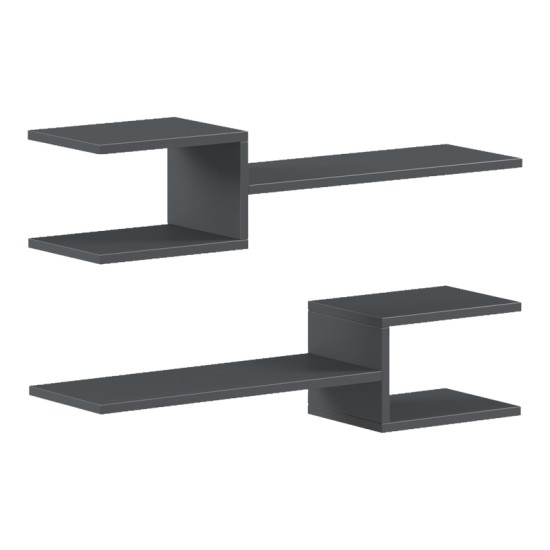 Ραφιέρα τοίχου Sumpa  2τεμ ανθρακί 65x20x18εκ