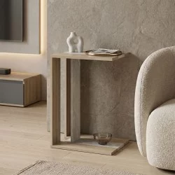 Βοηθητικό τραπέζι Muju  sonoma- μπεζ οψη μαρμάρου  30x40x55εκ
