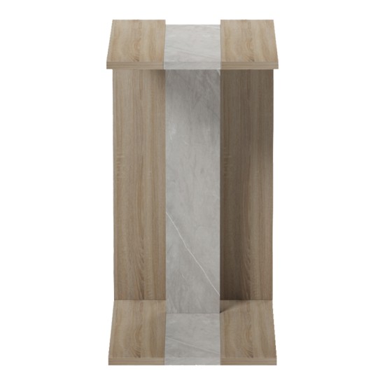 Βοηθητικό τραπέζι Muju  sonoma- μπεζ οψη μαρμάρου  30x40x55εκ