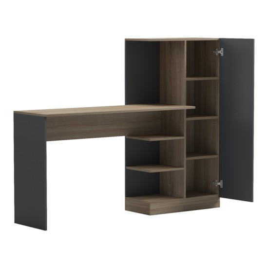 Γραφείο με βιβλιοθήκη και ντουλάπι Ofisio  sonoma-ανθρακί 152.3x40x120εκ