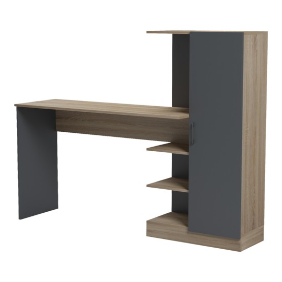 Γραφείο με βιβλιοθήκη και ντουλάπι Ofisio  sonoma-ανθρακί 152.3x40x120εκ