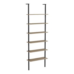 Βιβλιοθήκη επιτοίχια Dimmo  sonoma-μαύρο μέταλλο 60x20x180εκ