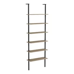 Βιβλιοθήκη επιτοίχια Dimmo  sonoma-μαύρο μέταλλο 60x20x180εκ