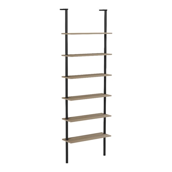 Βιβλιοθήκη επιτοίχια Dimmo  sonoma-μαύρο μέταλλο 60x20x180εκ